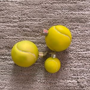 Three Old World Collection Tennis Ball Ornaments